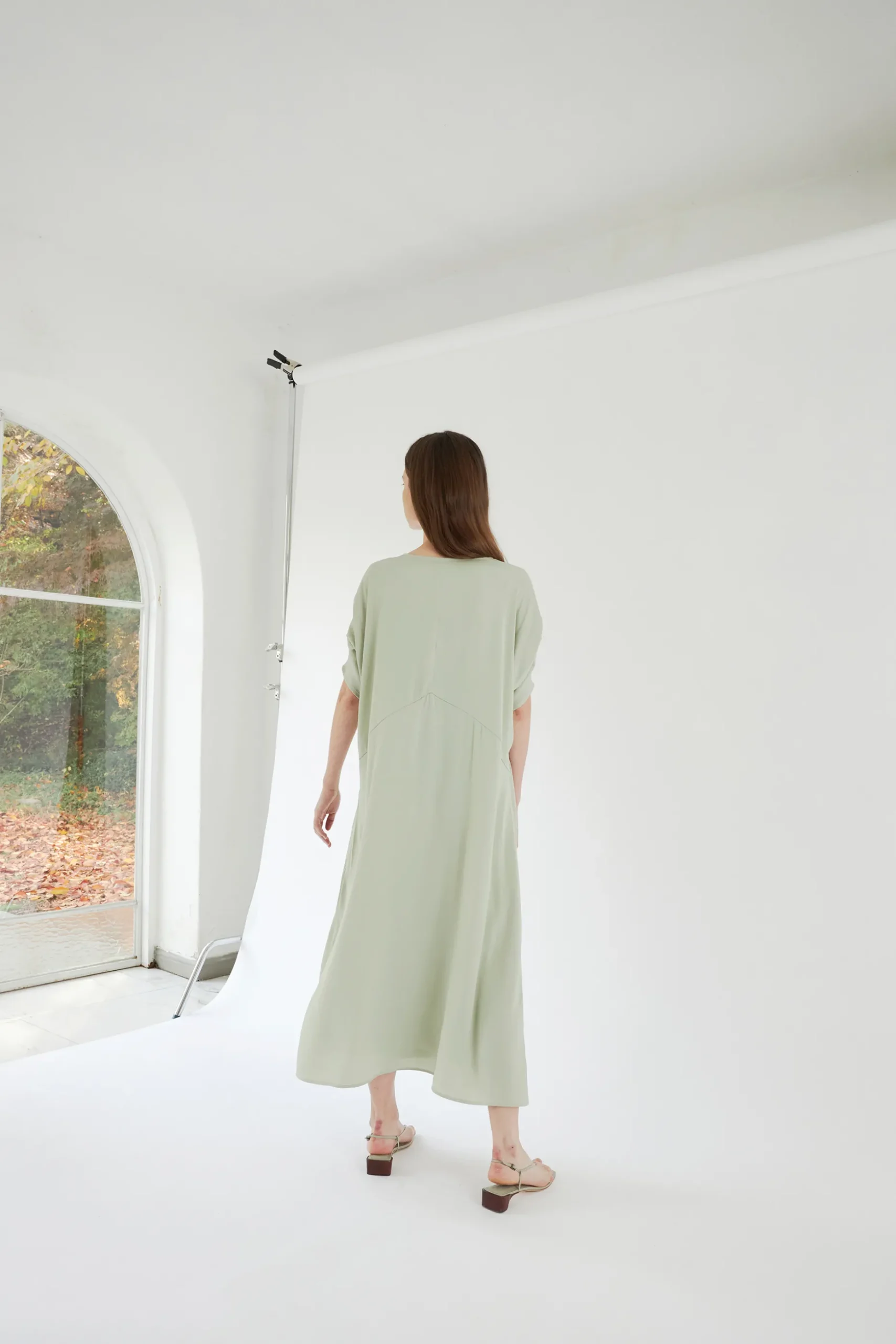 Textured Gathered Sleeve Kaftan