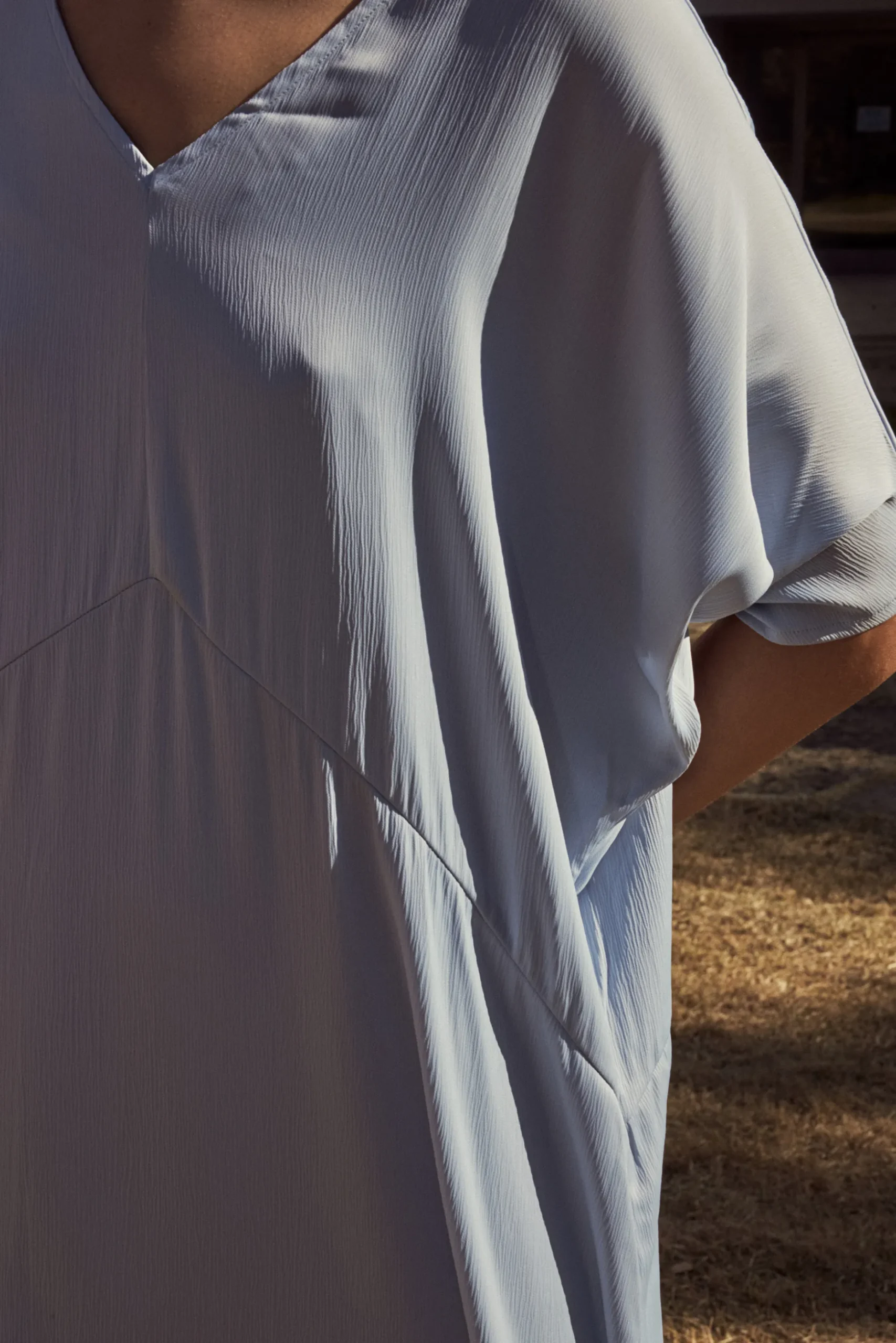 Textured Gathered Sleeve Kaftan