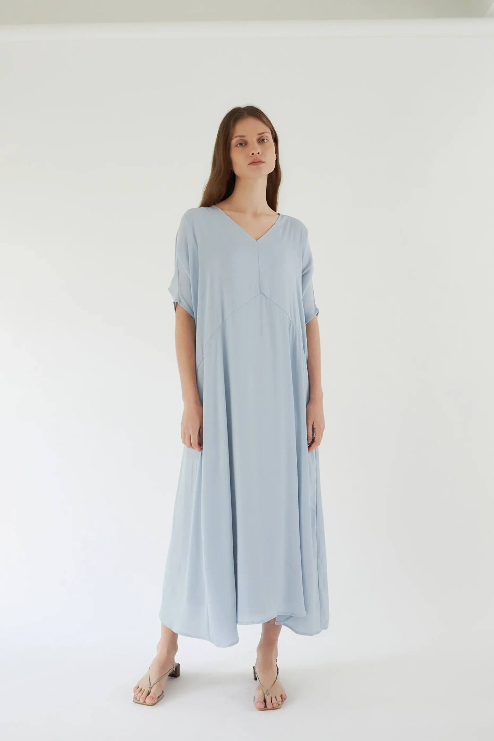 Textured Gathered Sleeve Kaftan