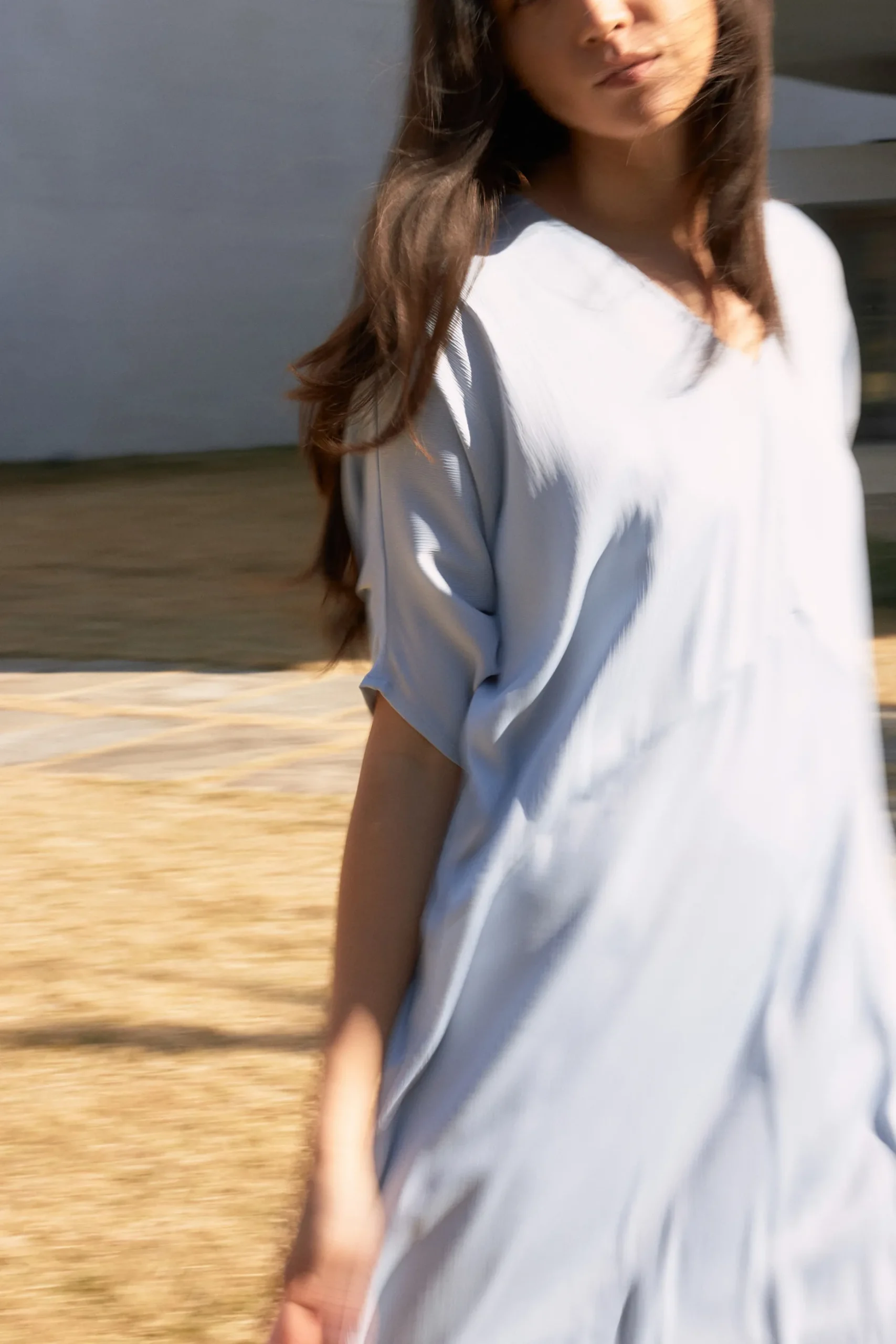 Textured Gathered Sleeve Kaftan