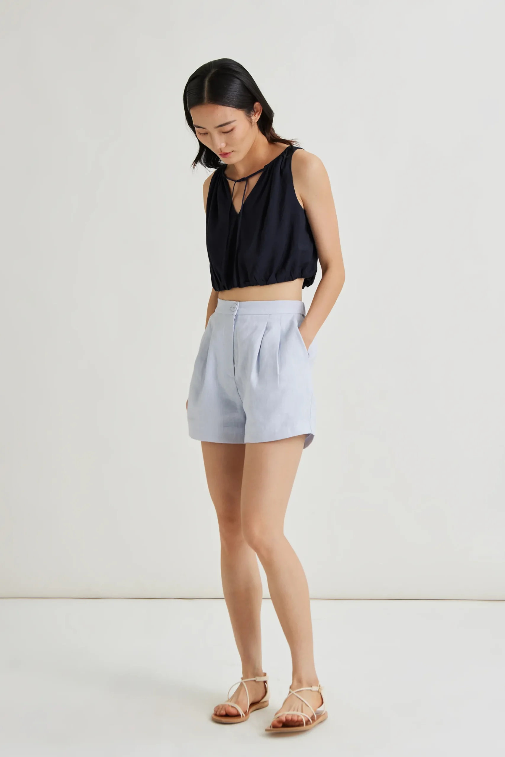 Textured Linen Shorts