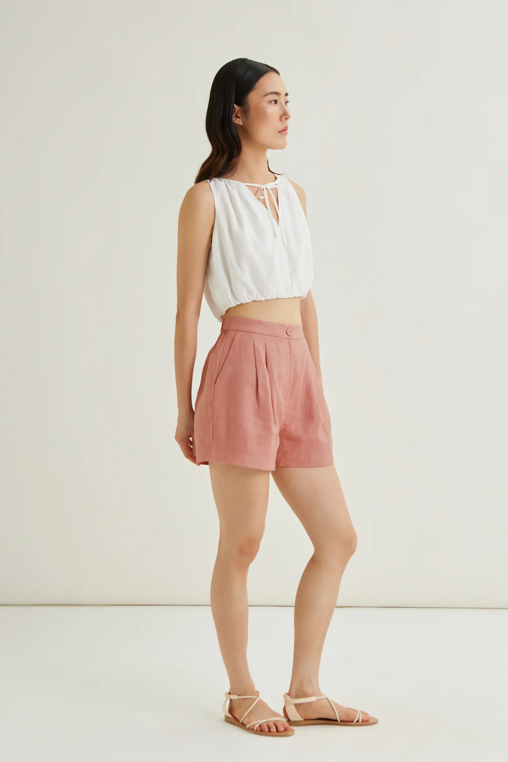 Textured Linen Shorts