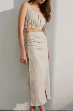 Textured Linen Wrap Skirt