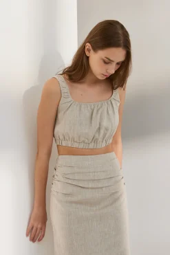 Textured Linen Wrap Skirt