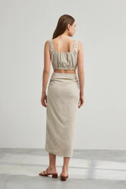 Textured Linen Wrap Skirt