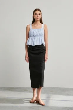 Textured Linen Wrap Skirt