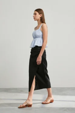Textured Linen Wrap Skirt