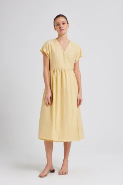 Textured Midi Wrap Dress