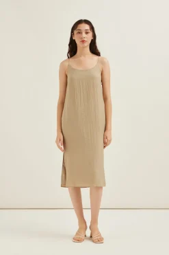 Textured Rayon Slip Dress