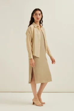 Textured Rayon Slip Dress