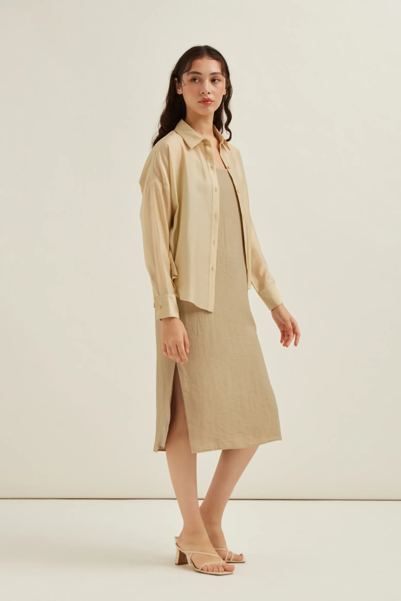 Textured Rayon Slip Dress
