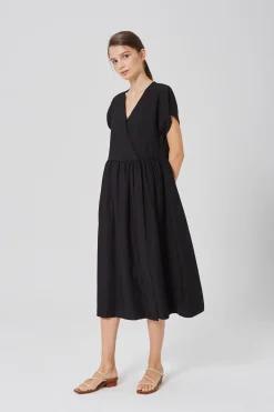 Textured Rayon Wrap Dress