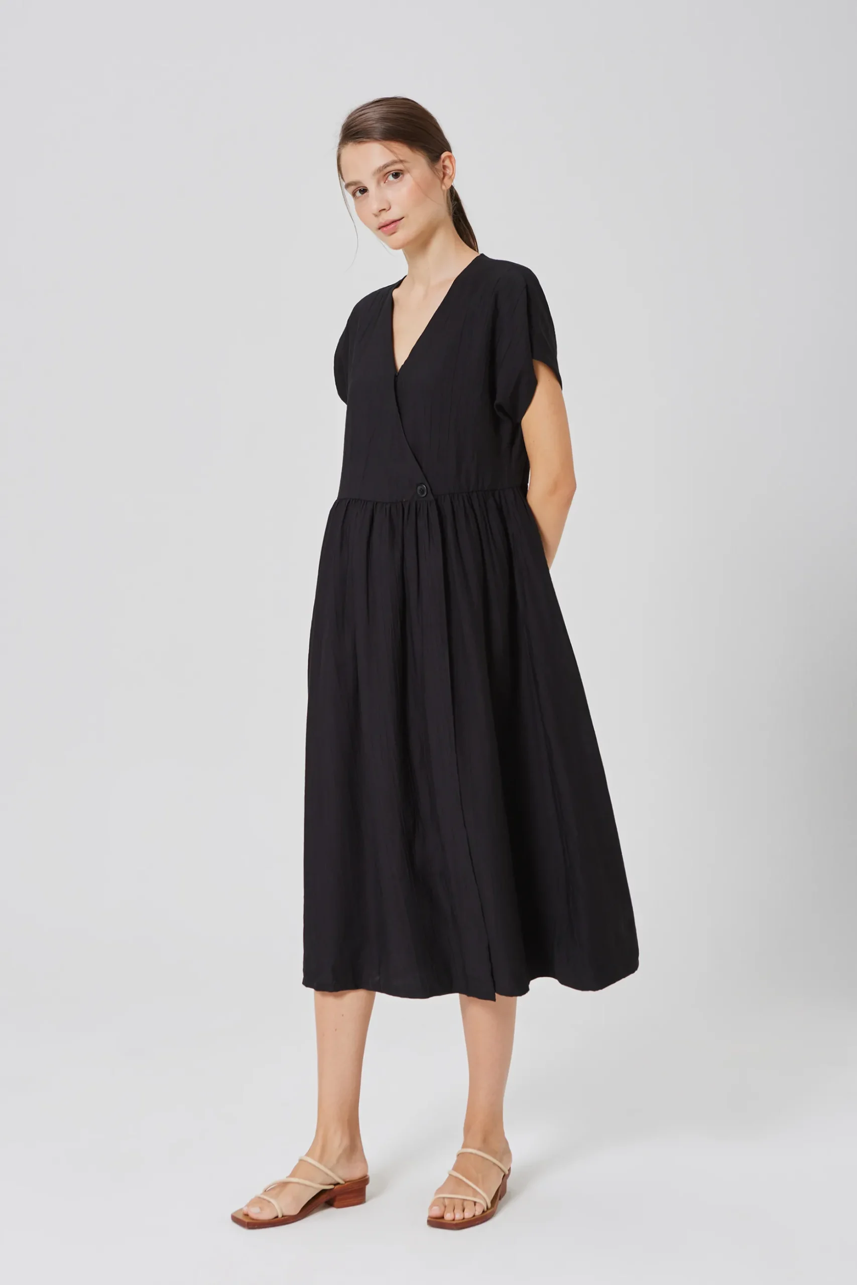 Textured Rayon Wrap Dress