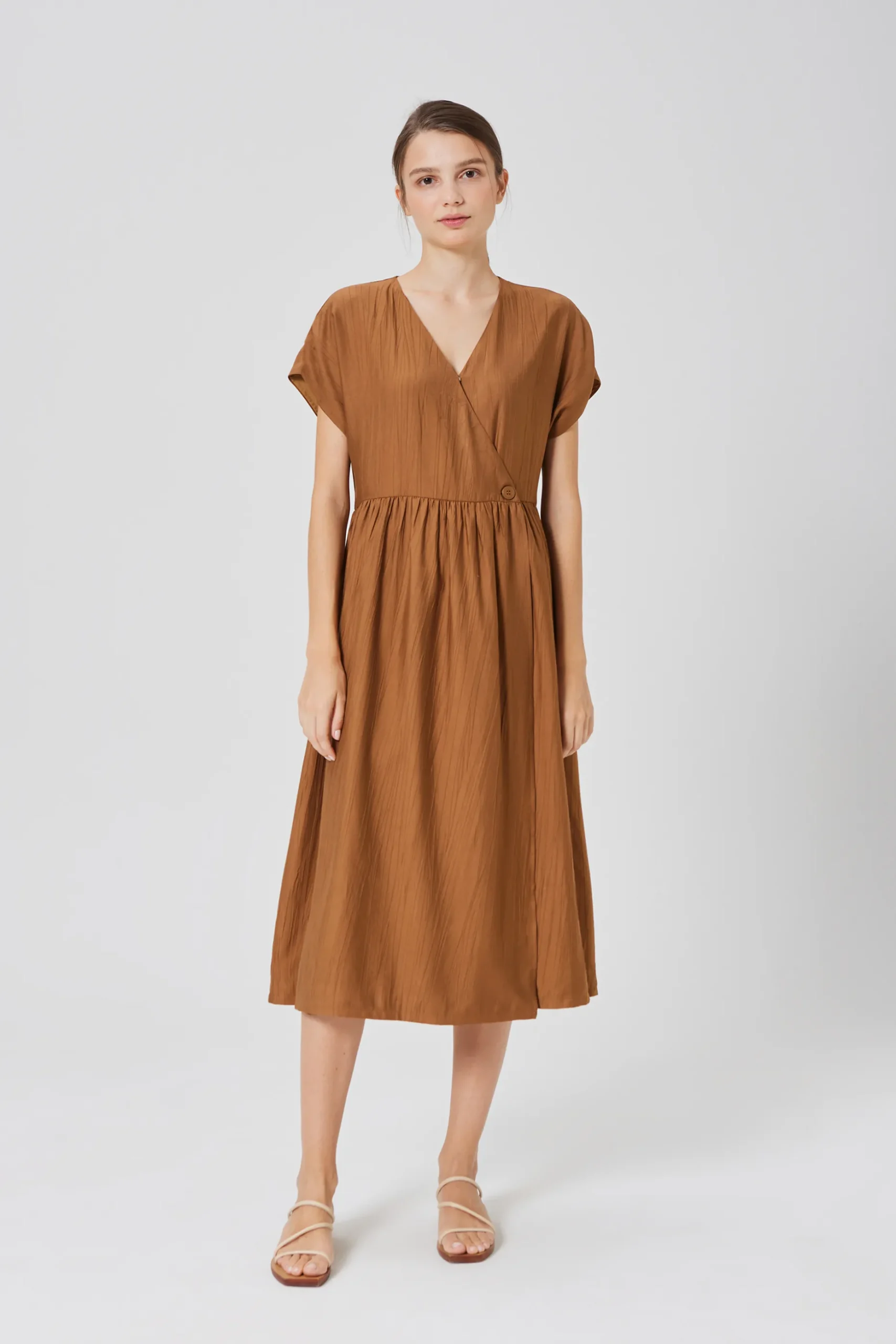 Textured Rayon Wrap Dress