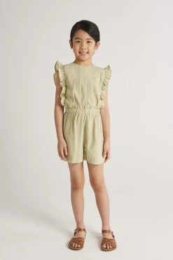 Textured Ruffle Sleeve Romper