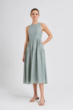 Textured Tiered Midi Dress