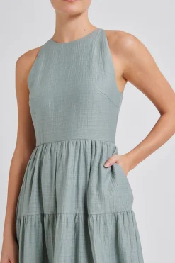 Textured Tiered Midi Dress