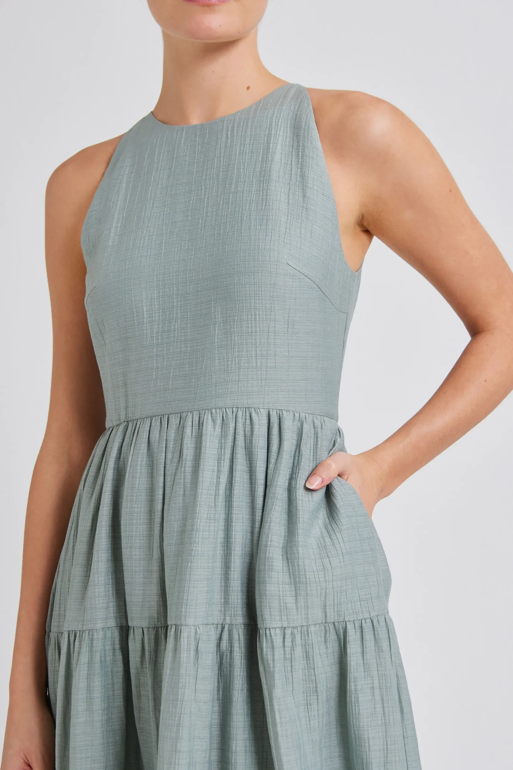 Textured Tiered Midi Dress