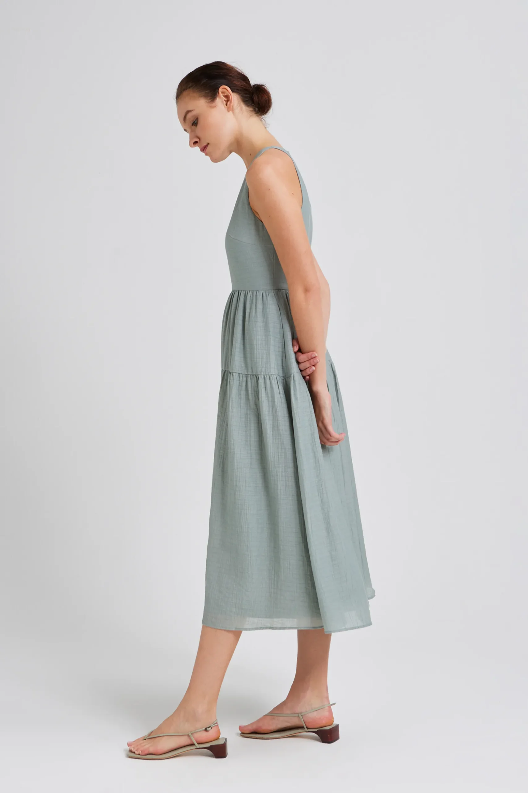 Textured Tiered Midi Dress