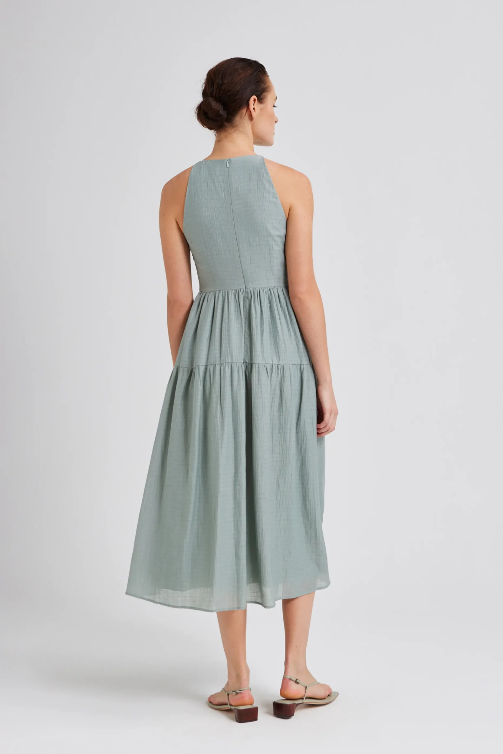 Textured Tiered Midi Dress