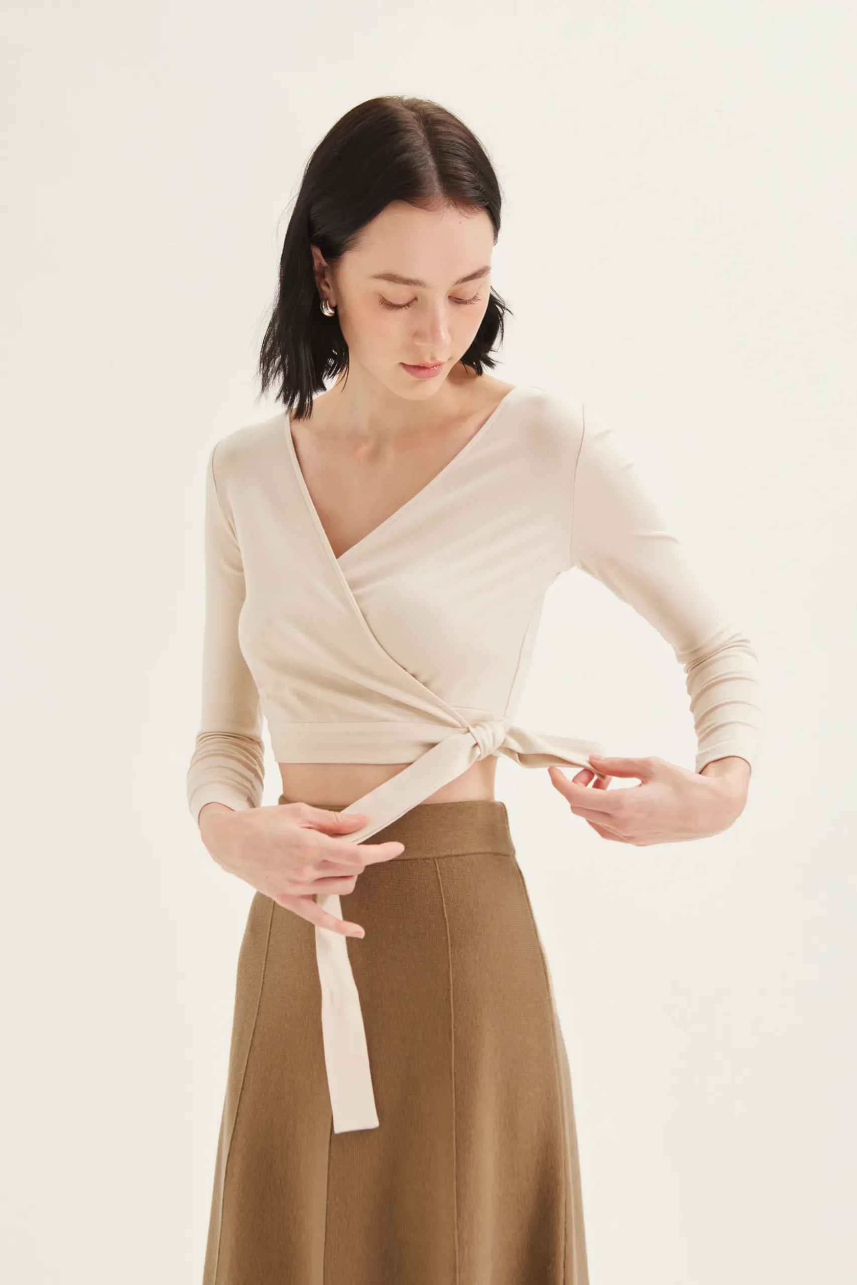 Two-Way Jersey Wrap Top