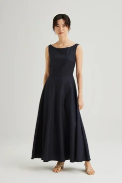 Viscose Boat-Neck Maxi Dress