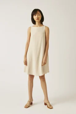 Viscose Boat-Neck Shift Dress