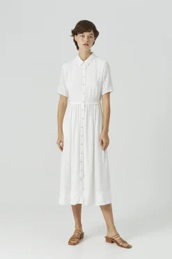 Viscose Button-Down Midi Dress