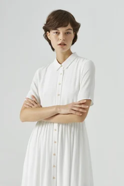 Viscose Button-Down Midi Dress