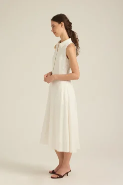 Viscose Button-Down Midi Dress