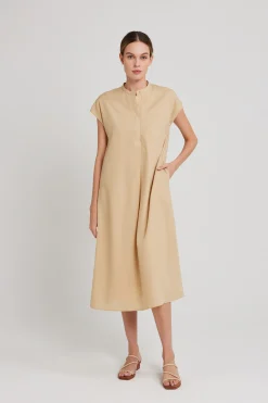 Viscose Mandarin Collar Shirt Dress