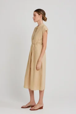 Viscose Mandarin Collar Shirt Dress