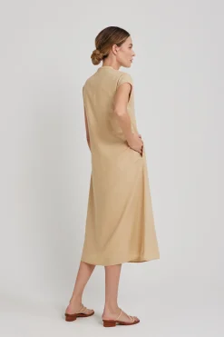 Viscose Mandarin Collar Shirt Dress