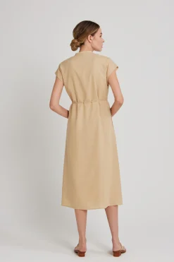 Viscose Mandarin Collar Shirt Dress