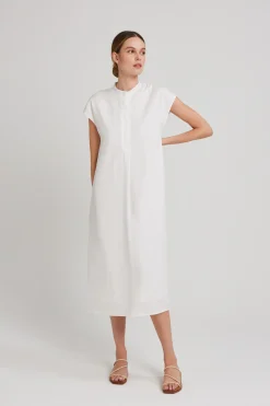 Viscose Mandarin Collar Shirt Dress