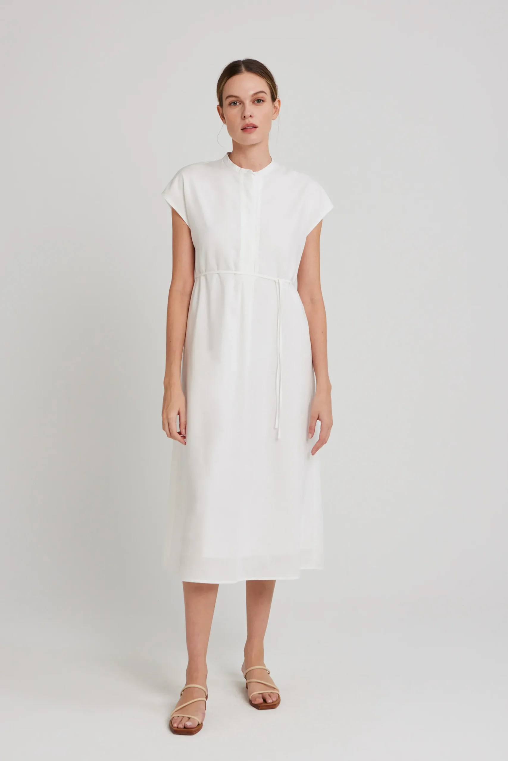 Viscose Mandarin Collar Shirt Dress