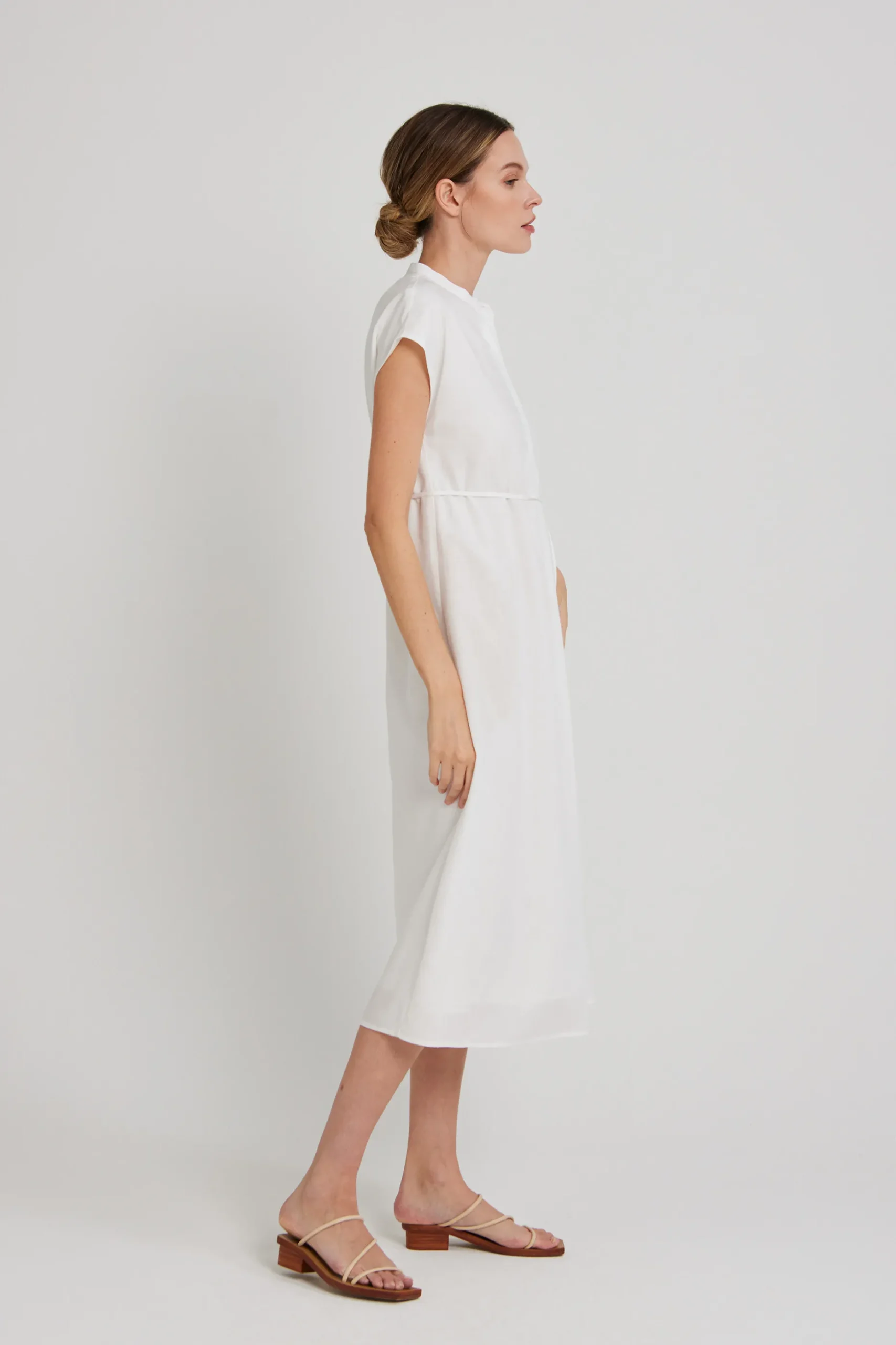 Viscose Mandarin Collar Shirt Dress