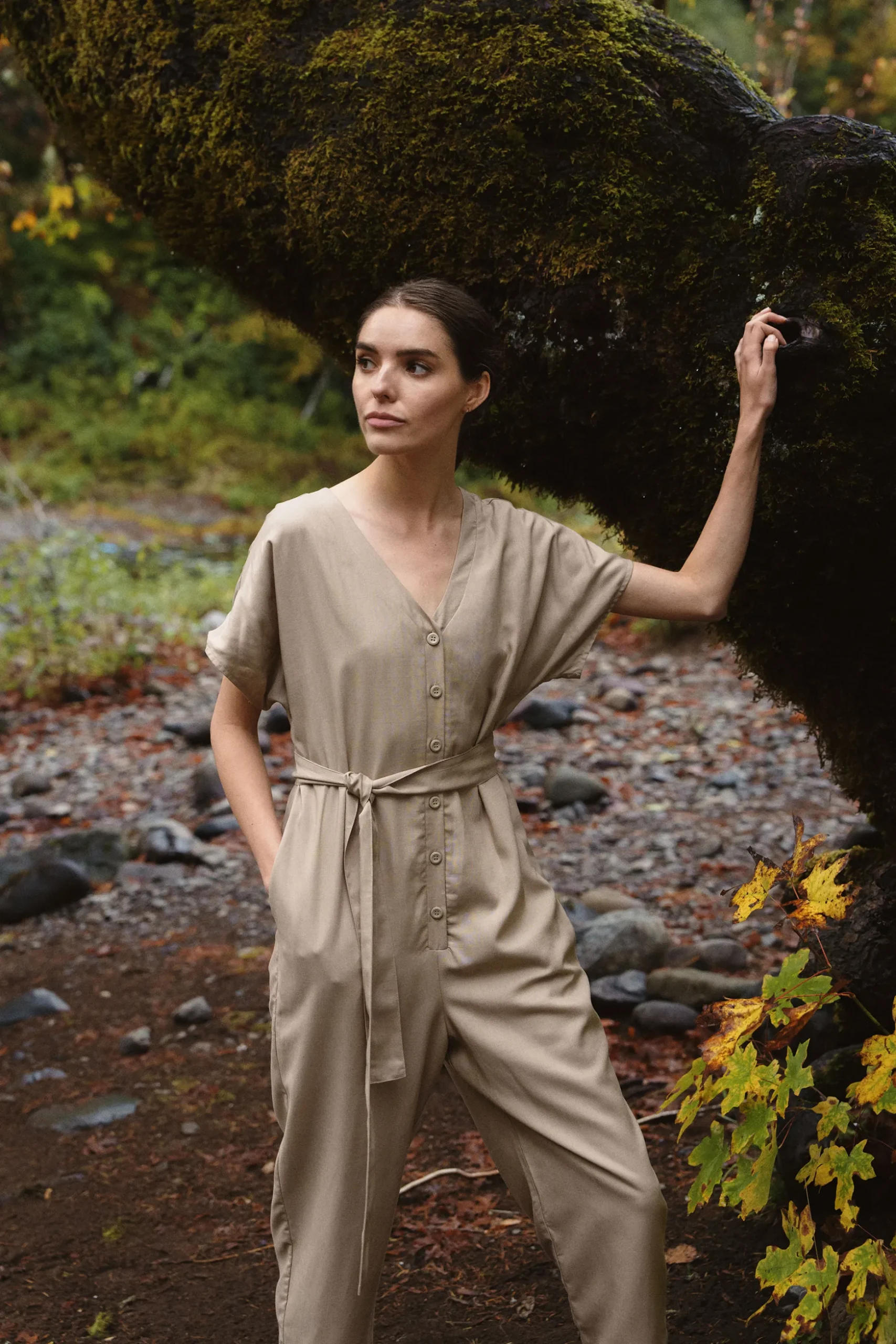 Viscose V-Neck Jumpsuit