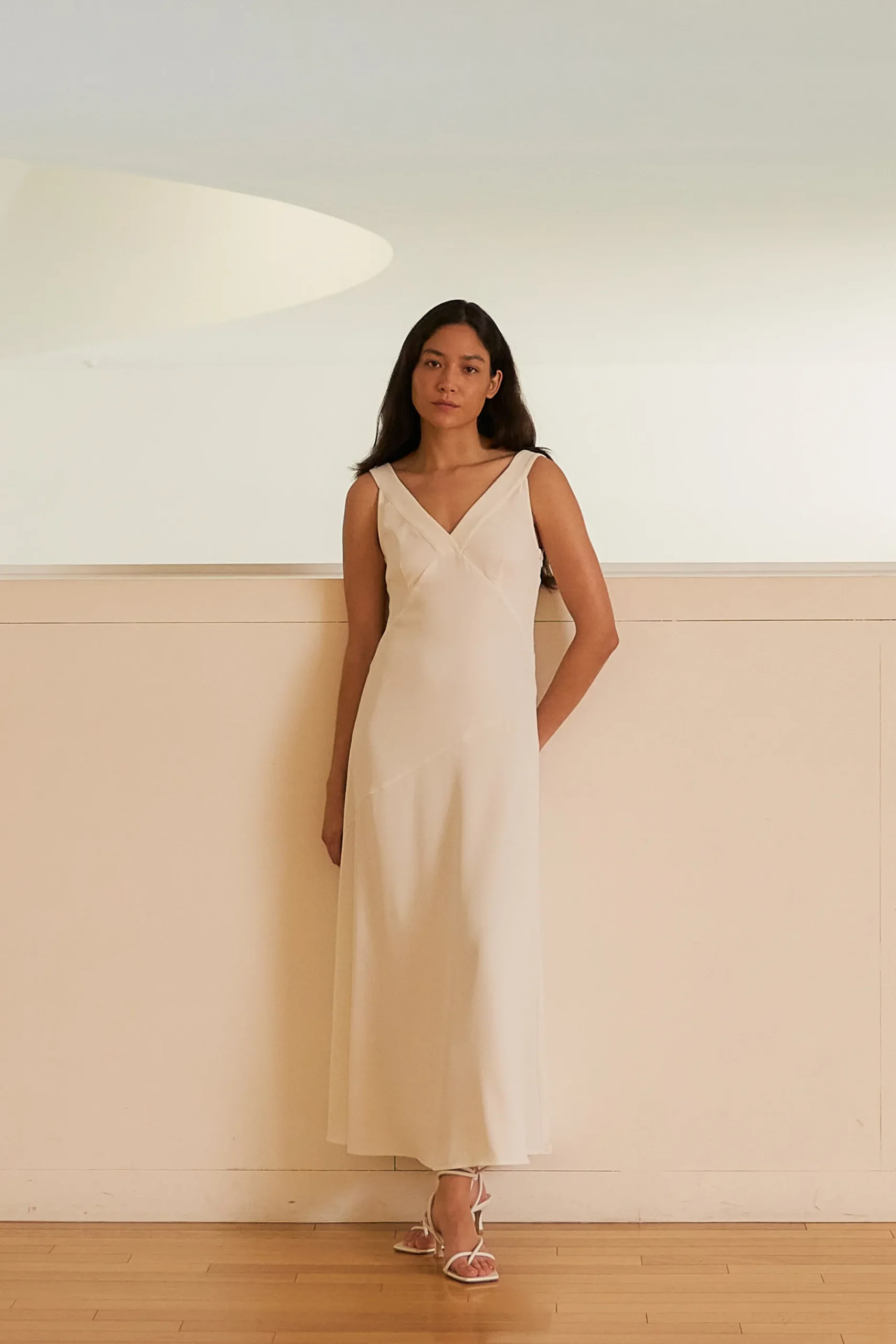 V-Neck Asymmetrical Drape Dress