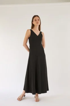 V-Neck Asymmetrical Drape Dress