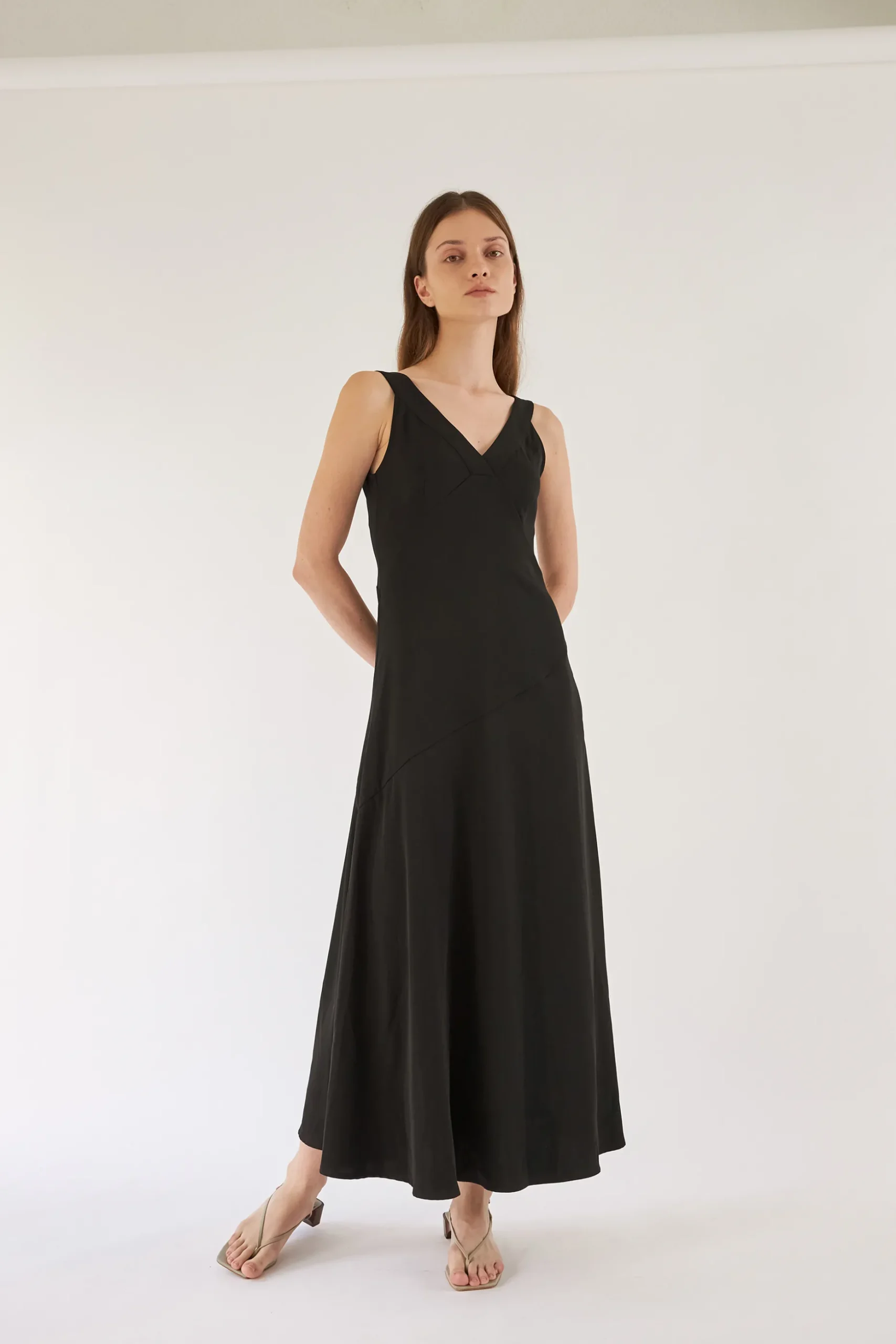 V-Neck Asymmetrical Drape Dress