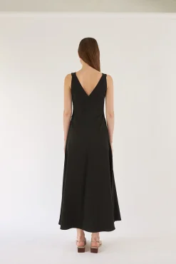V-Neck Asymmetrical Drape Dress