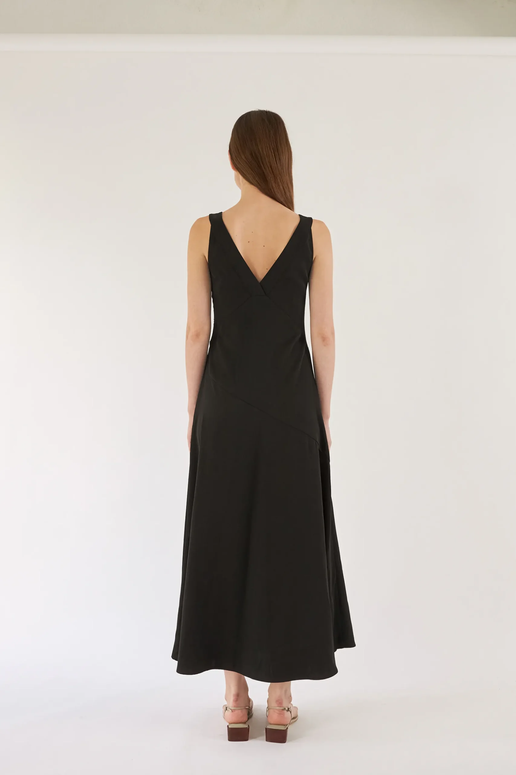 V-Neck Asymmetrical Drape Dress