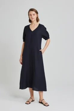 V-Neck Puff Sleeve Dress